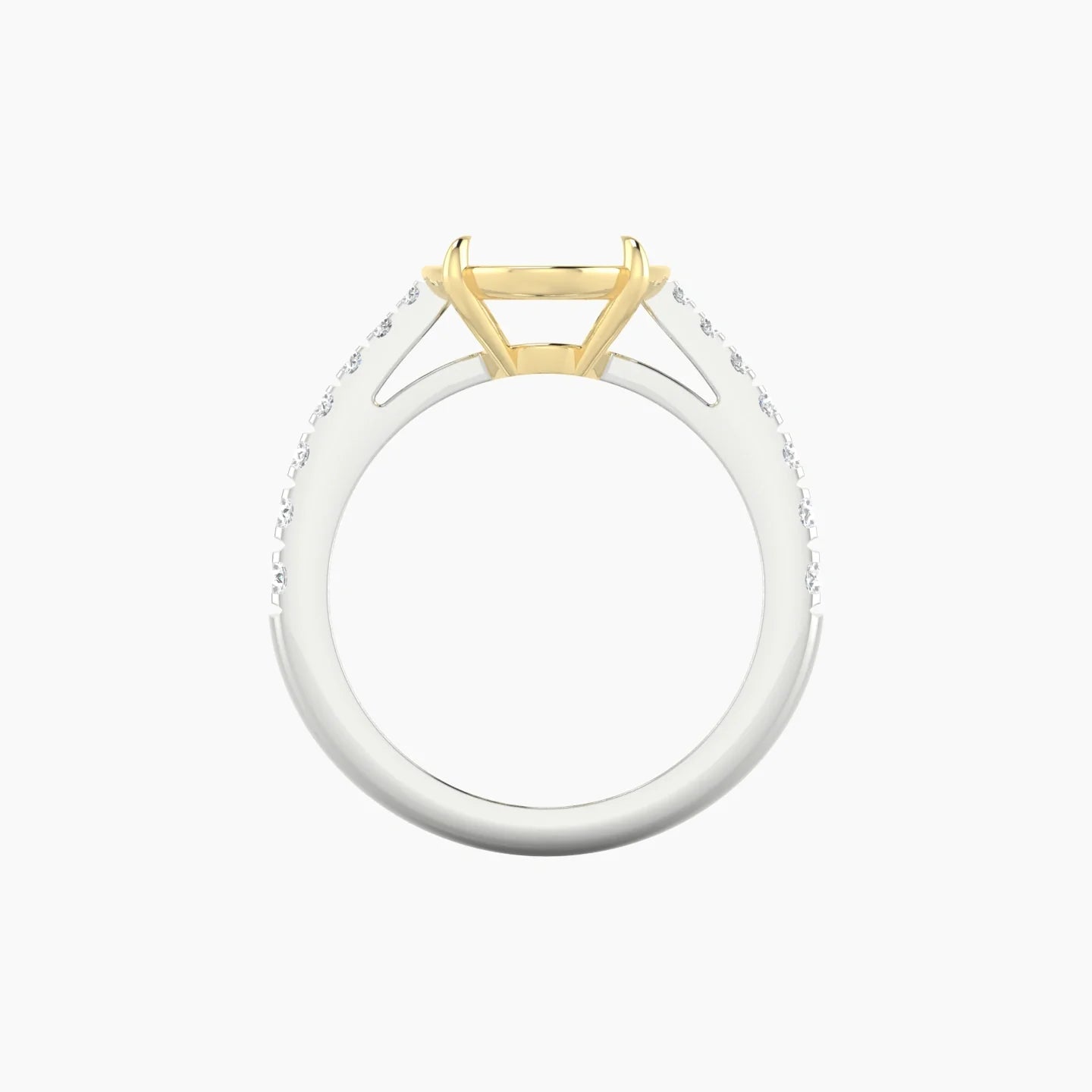 Reverse Shank | 18k White & Yellow Gold 5-7.99 ct Oval Cut Ring Setting