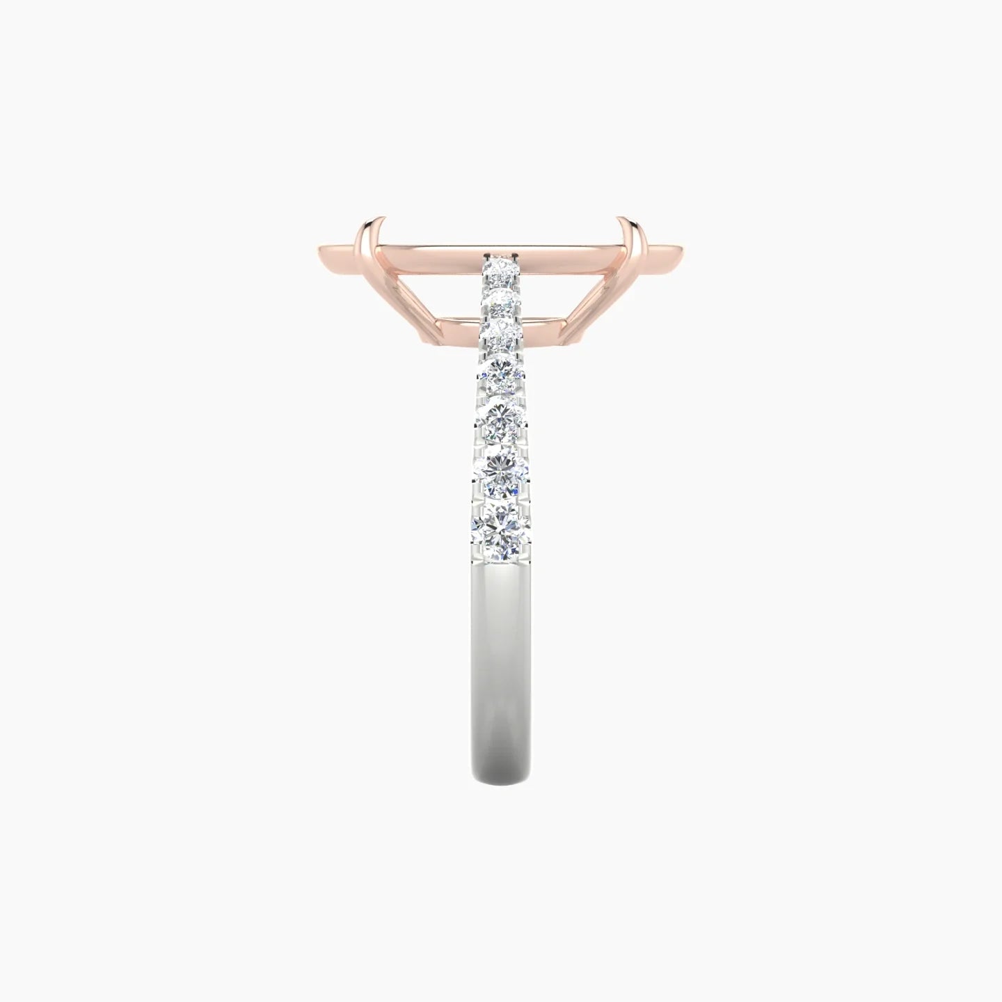 Reverse Shank | 18k White & Rose Gold 5-7.99 ct Oval Cut Ring Setting