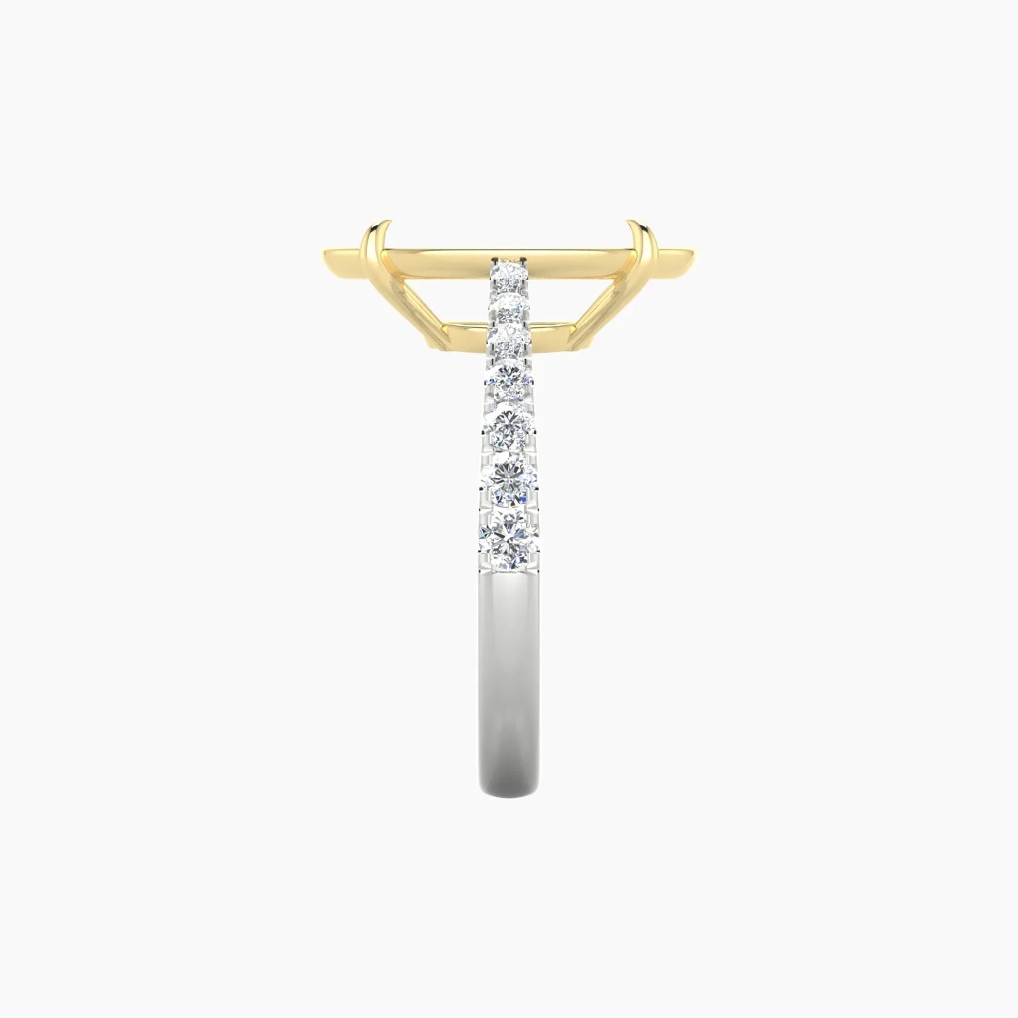 Reverse Shank | 18k White & Yellow Gold 5-7.99 ct Oval Cut Ring Setting