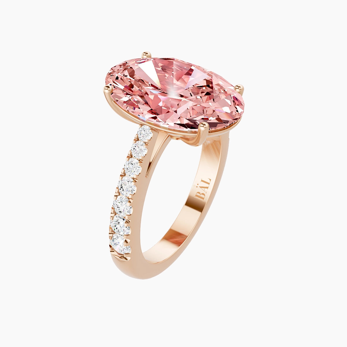 Reverse Shank | 18k Rose Gold 5 ct Oval Pink Lab Diamond Ring