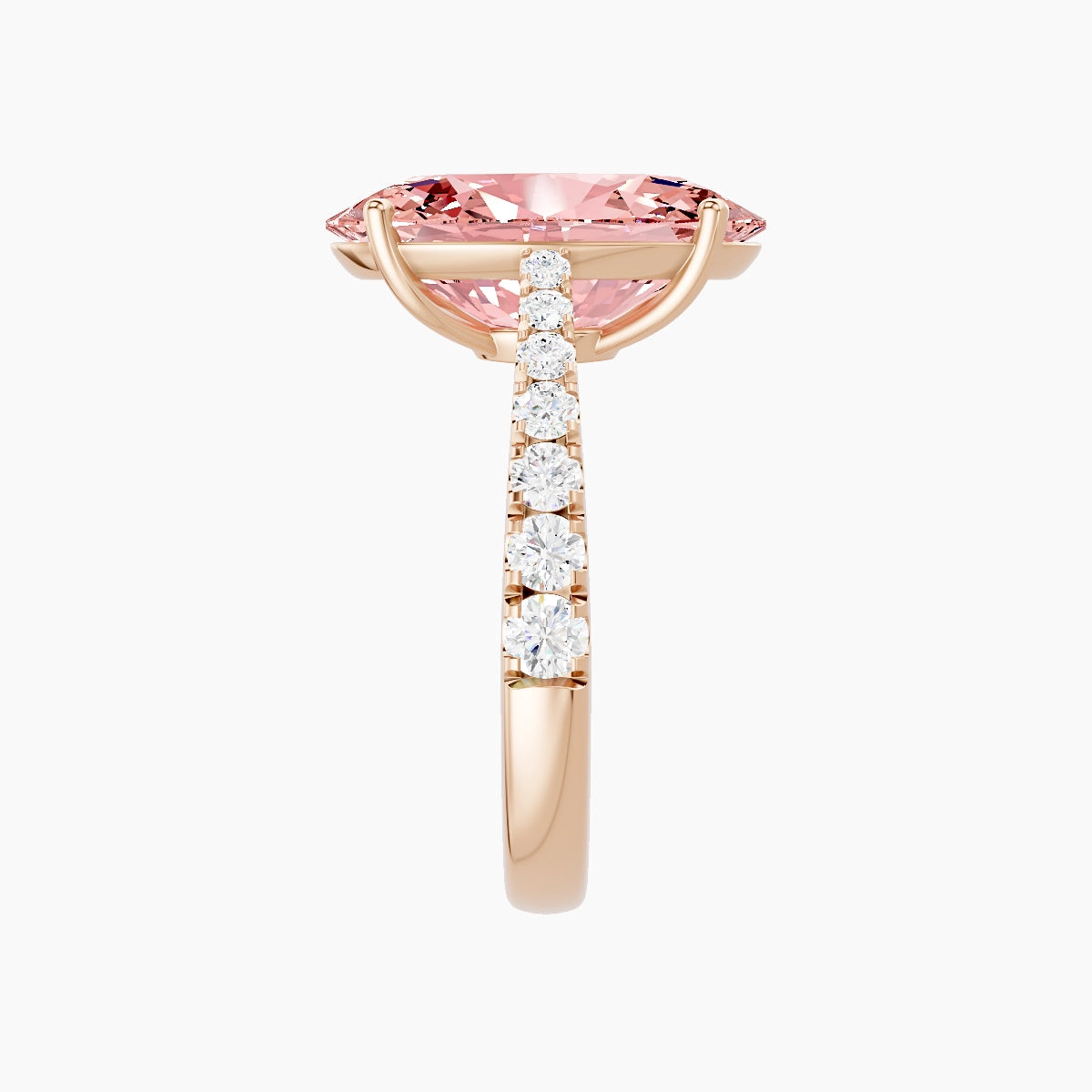 Reverse Shank | 18k Rose Gold 5 ct Oval Pink Lab Diamond Ring