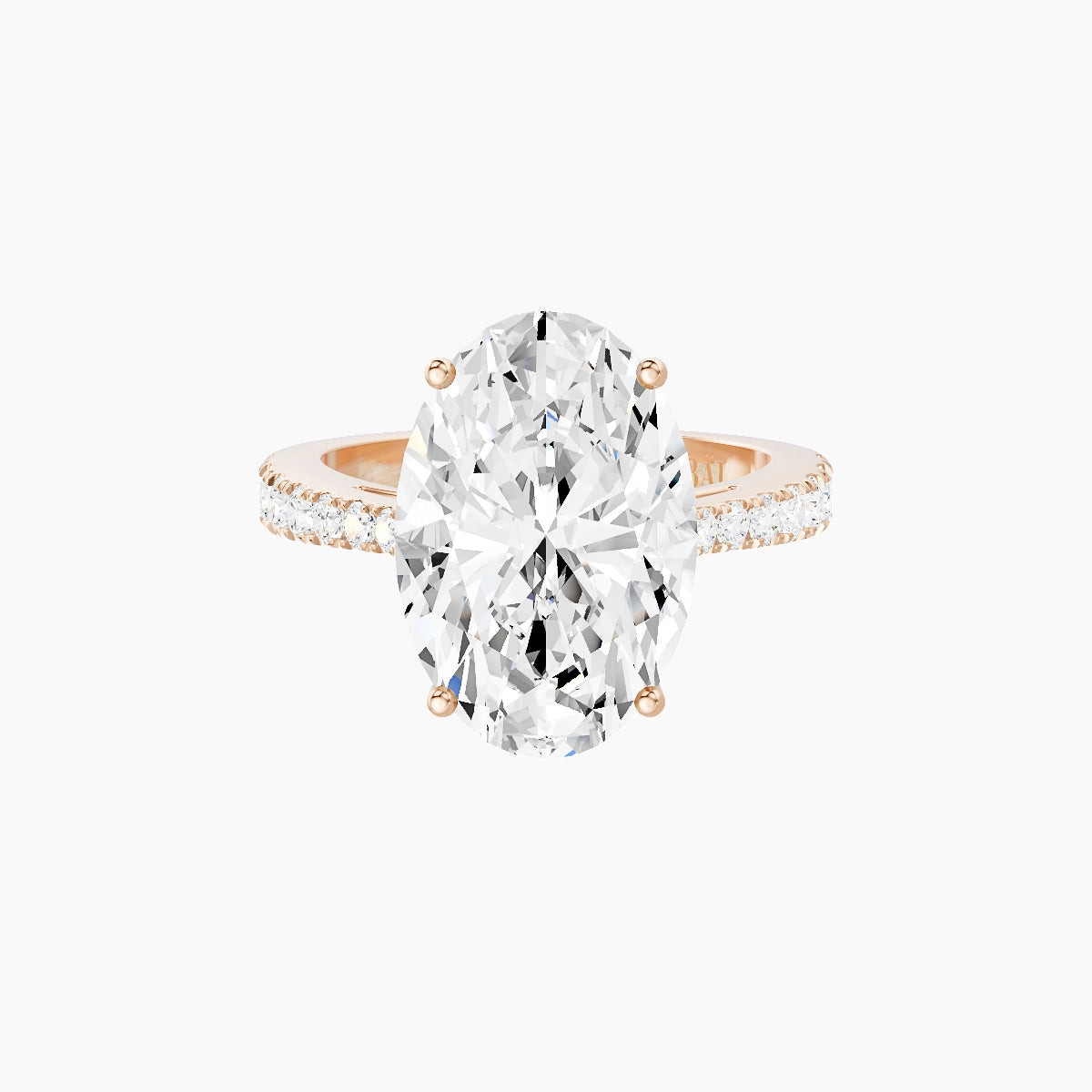 Reverse Shank | 18k Rose Gold 5 ct Oval White Lab Diamond Ring