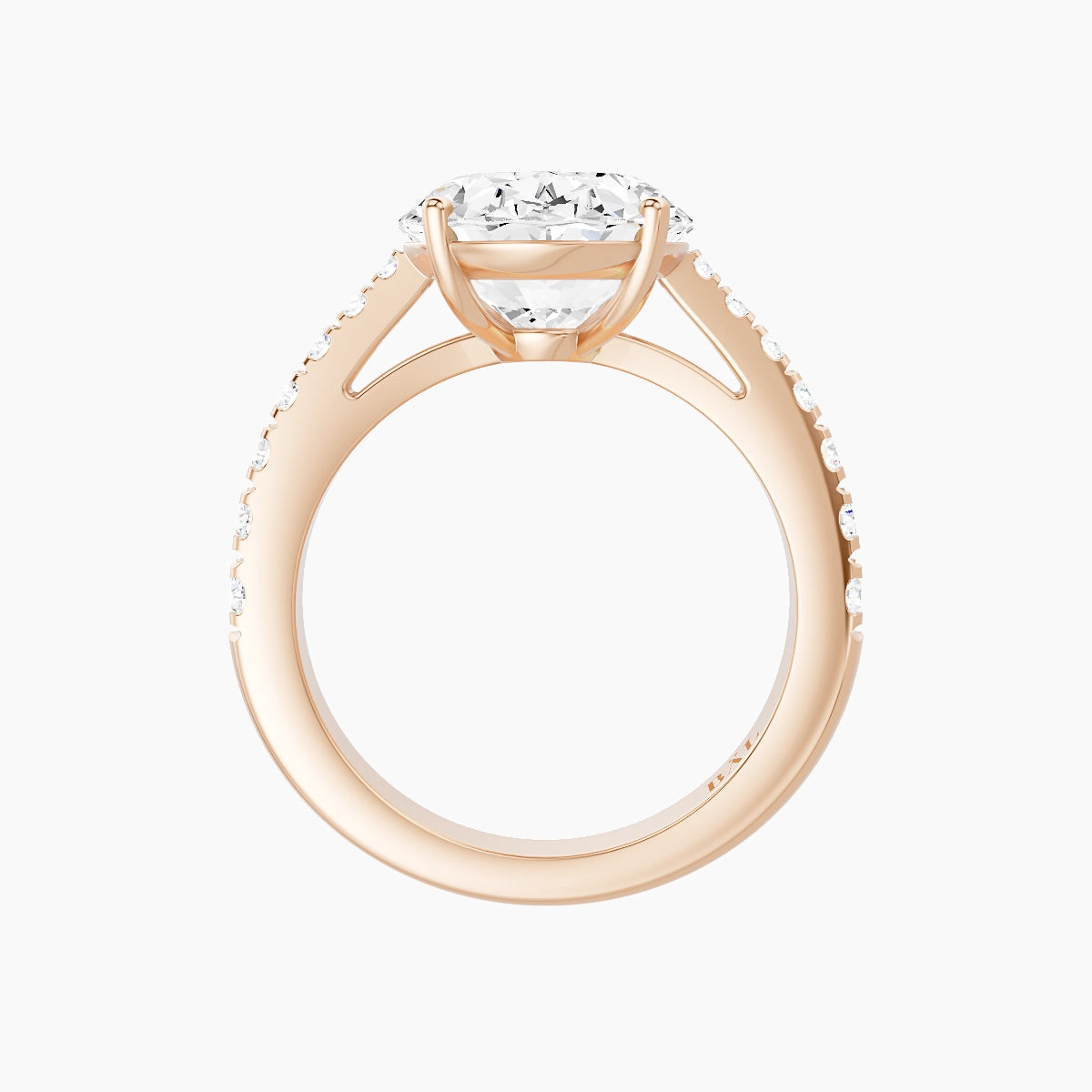 Reverse Shank | 18k Rose Gold 5 ct Oval White Lab Diamond Ring