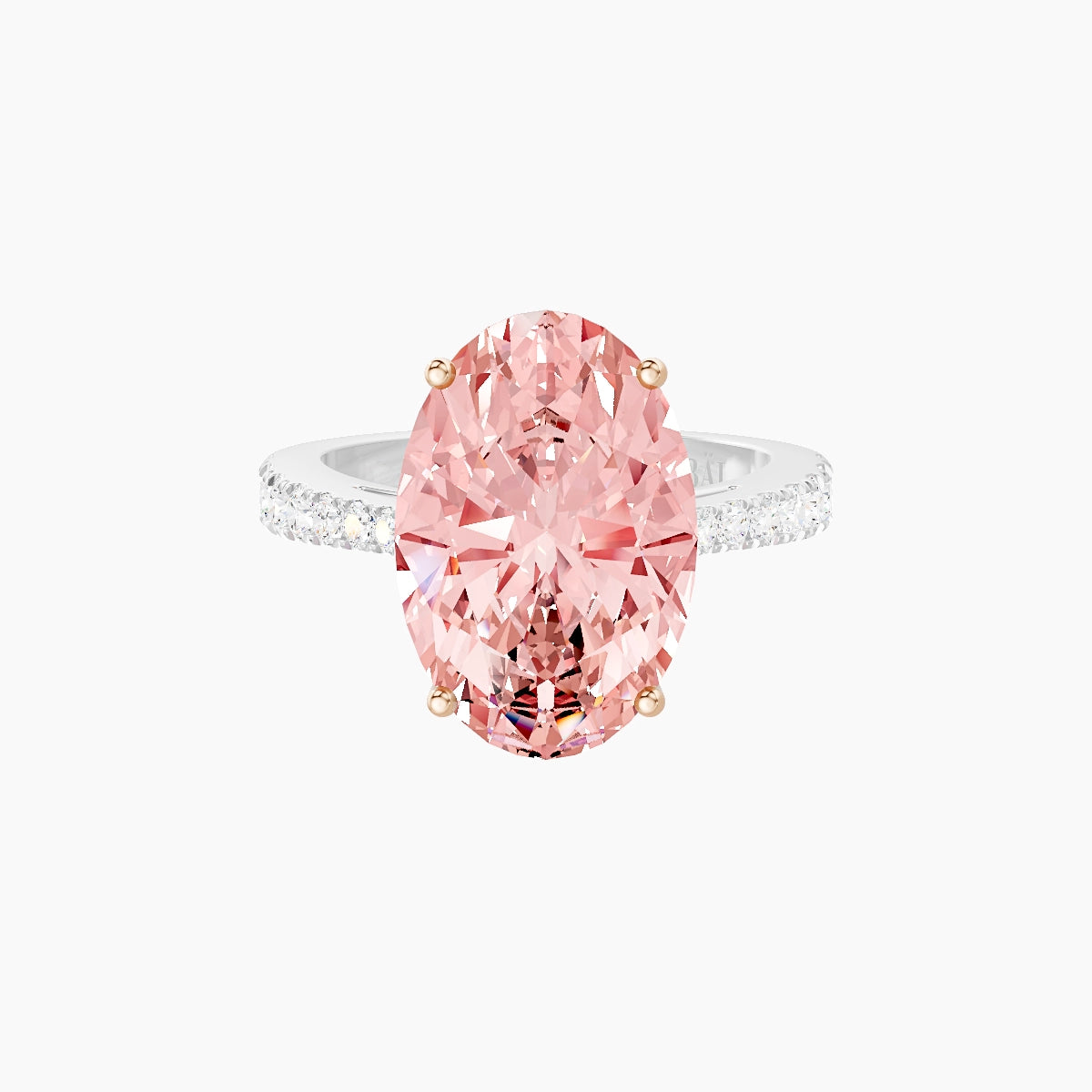 Reverse Shank | 18k White & Rose Gold 5 ct Oval Pink Lab Diamond Ring