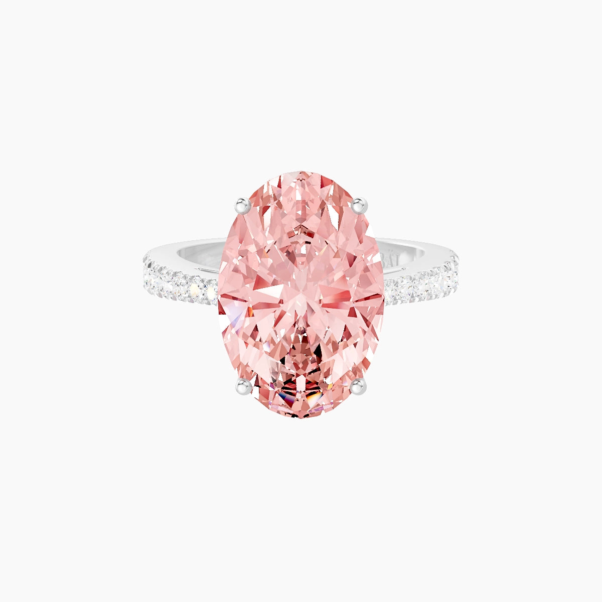 Reverse Shank | 18k White Gold 5 ct Oval Pink Lab Diamond Ring
