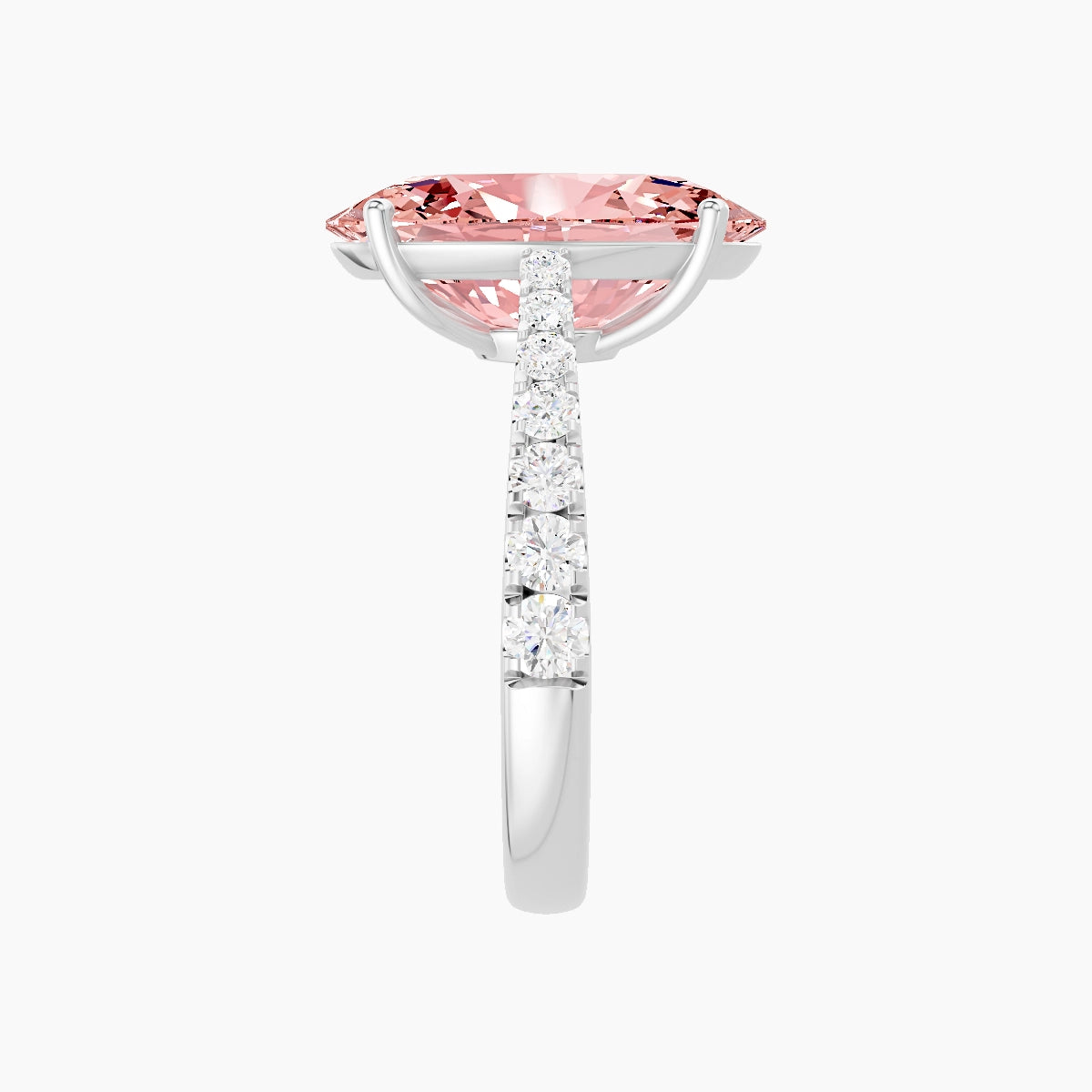 Reverse Shank | 18k White Gold 5 ct Oval Pink Lab Diamond Ring