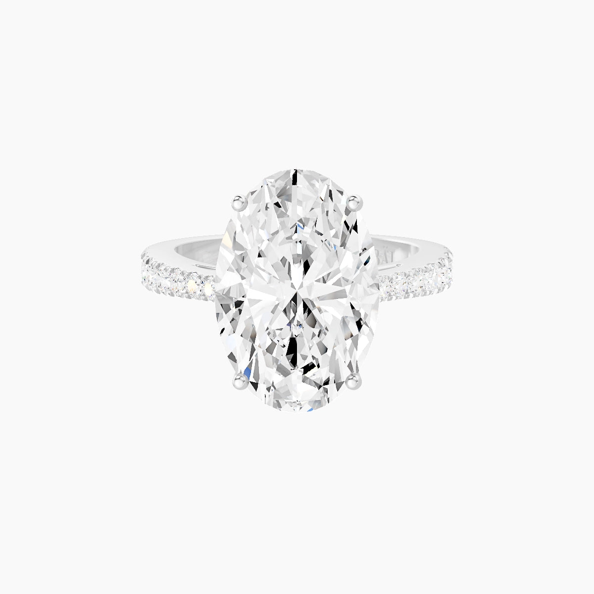 Reverse Shank | 18k White Gold 5 ct Oval White Lab Diamond Ring