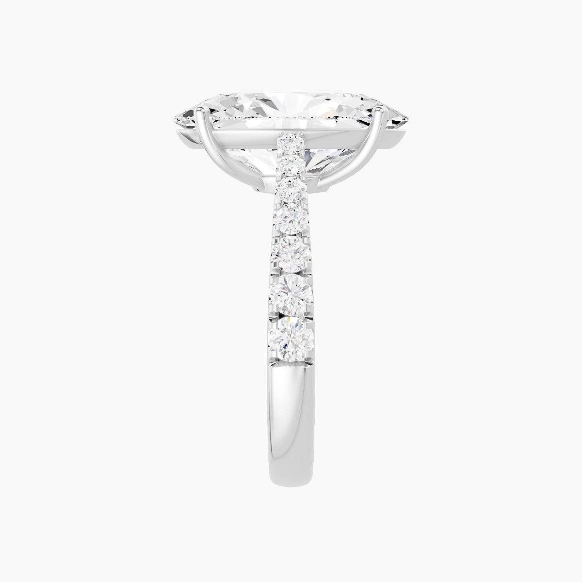 Reverse Shank | 18k White Gold 5 ct Oval White Lab Diamond Ring