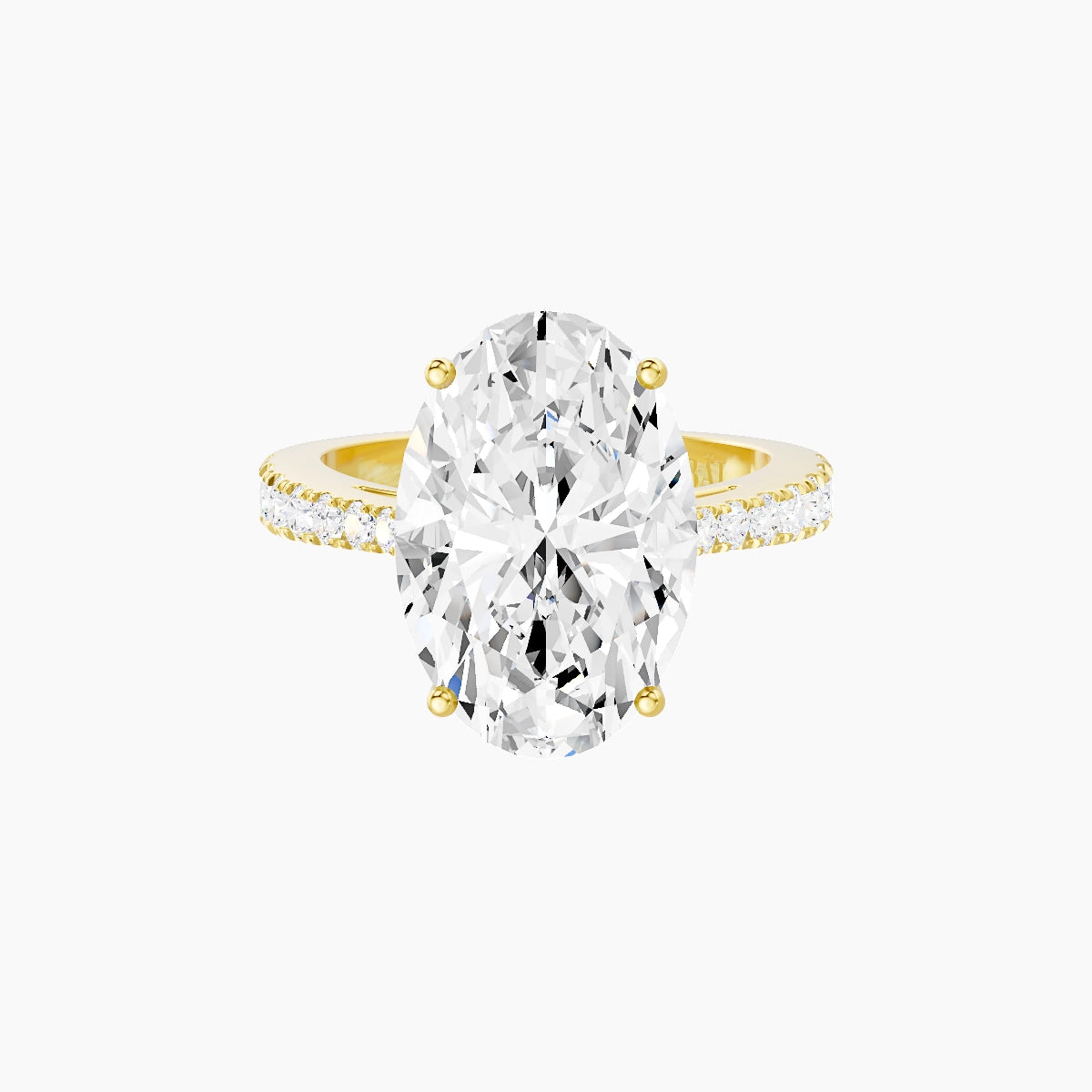 Reverse Shank | 18k Yellow Gold 5 ct Oval White Lab Diamond Ring