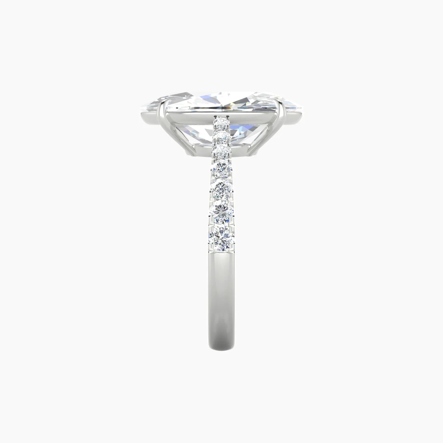 Reverse Shank | 18k White Gold 5 ct Oval Cut Ring