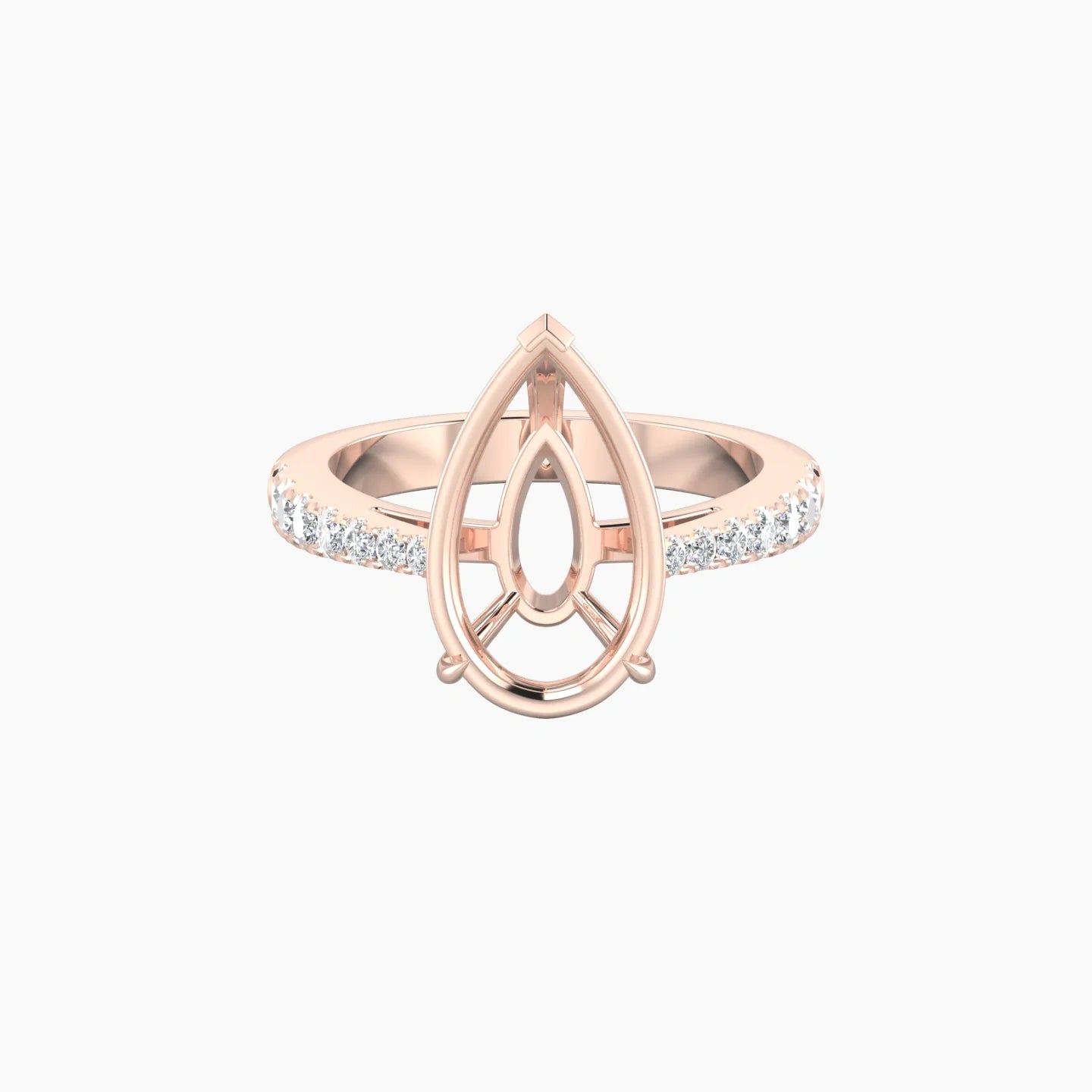 Reverse Shank | 18k Rose Gold 5-7.99 ct Pear Cut Ring Setting