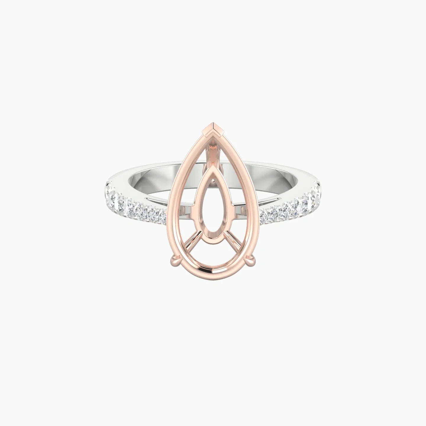Reverse Shank | 18k White & Rose Gold 5-7.99 ct Pear Cut Ring Setting