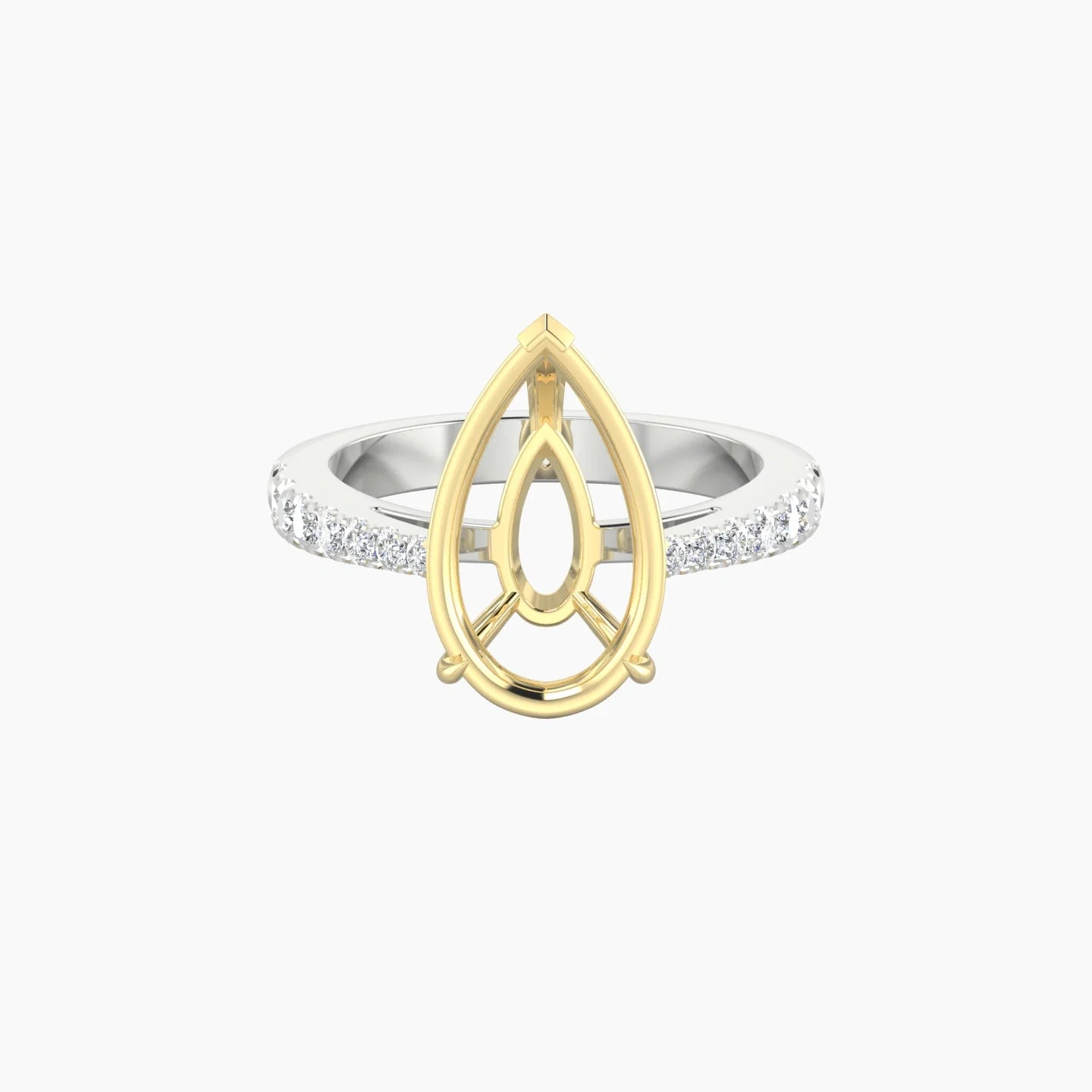 Reverse Shank | 18k White & Yellow Gold 5-7.99 ct Pear Cut Ring Setting
