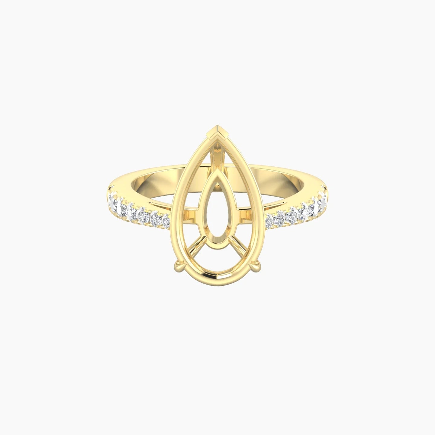 Reverse Shank | 18k Yellow Gold 5-7.99 ct Pear Cut Ring Setting