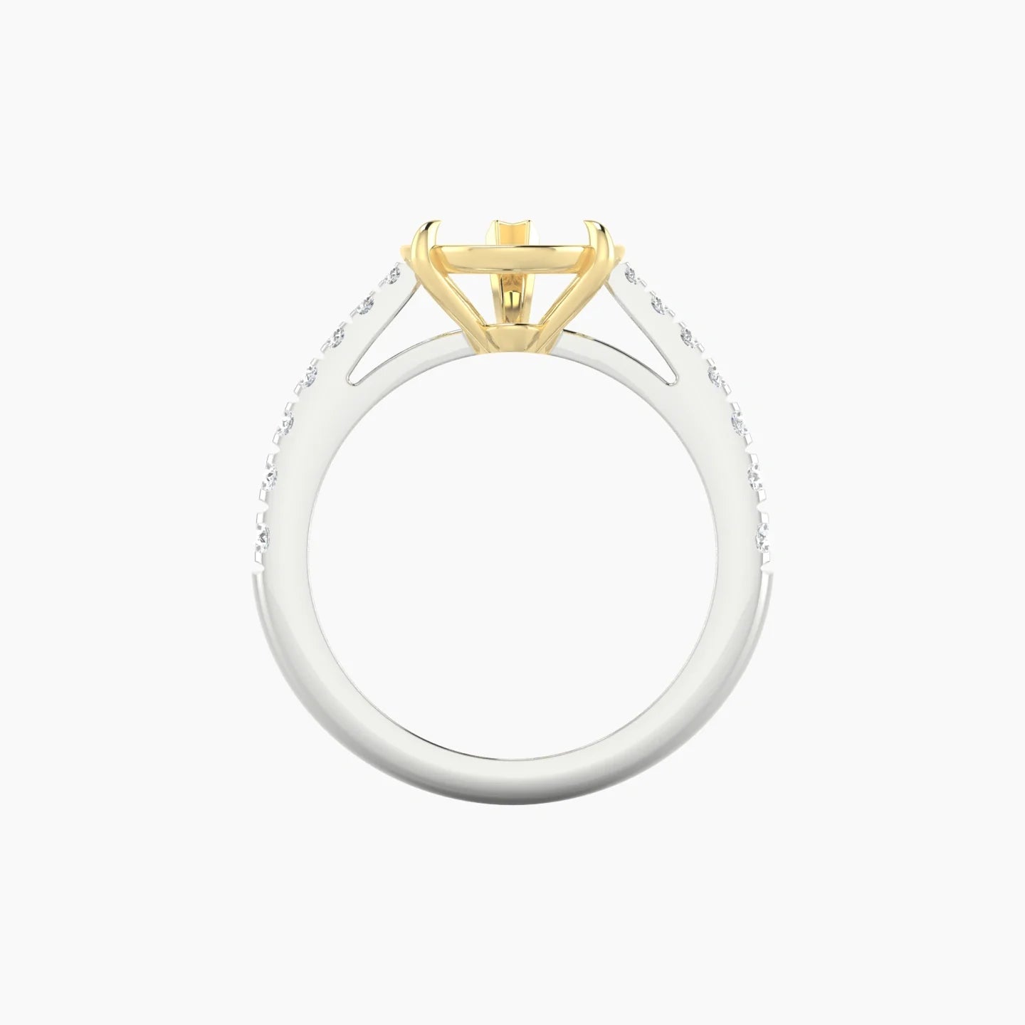 Reverse Shank | 18k White & Yellow Gold 5-7.99 ct Pear Cut Ring Setting