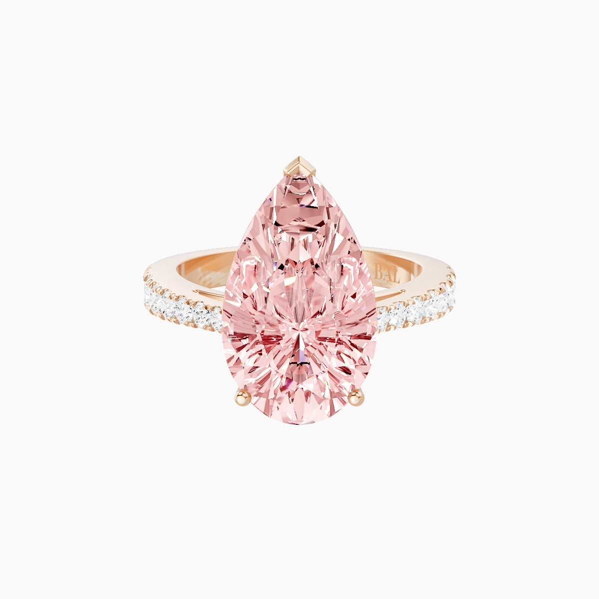 Reverse Shank | 18k Rose Gold 5 ct Pear Pink Lab Diamond Ring