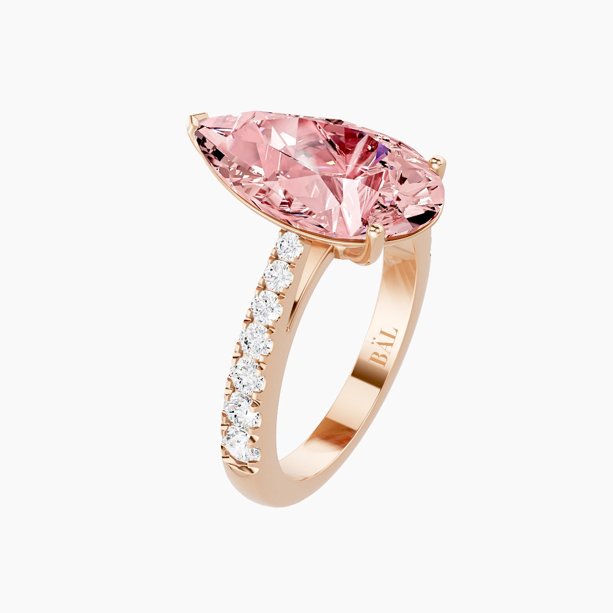 Reverse Shank | 18k Rose Gold 5 ct Pear Pink Lab Diamond Ring