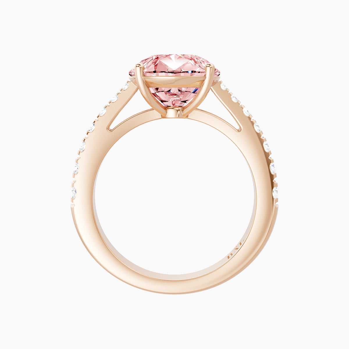 Reverse Shank | 18k Rose Gold 5 ct Pear Pink Lab Diamond Ring