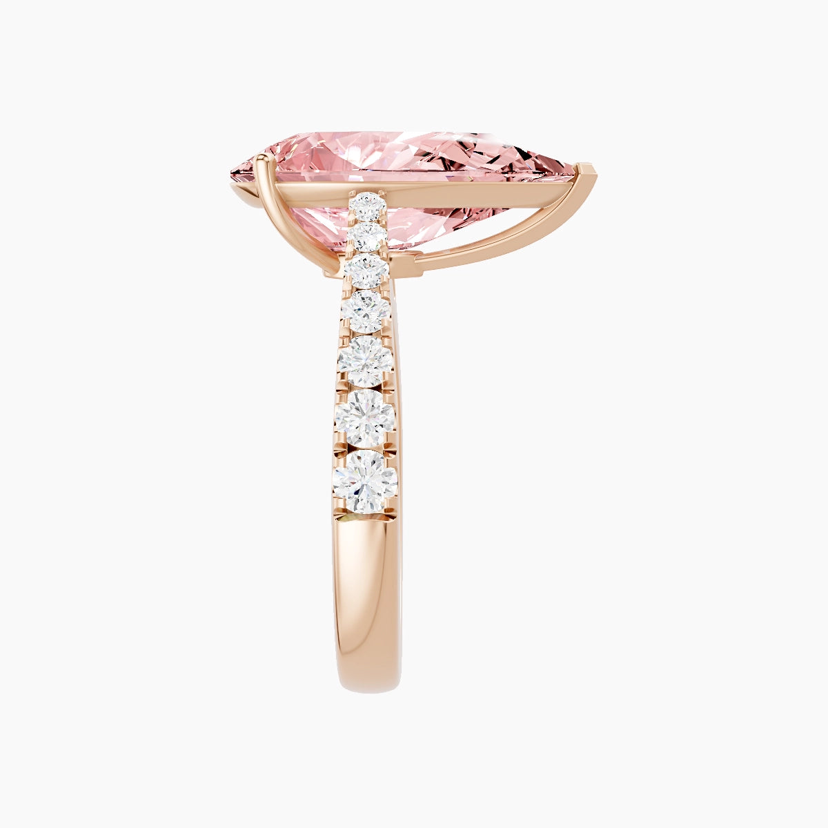 Reverse Shank | 18k Rose Gold 5 ct Pear Pink Lab Diamond Ring