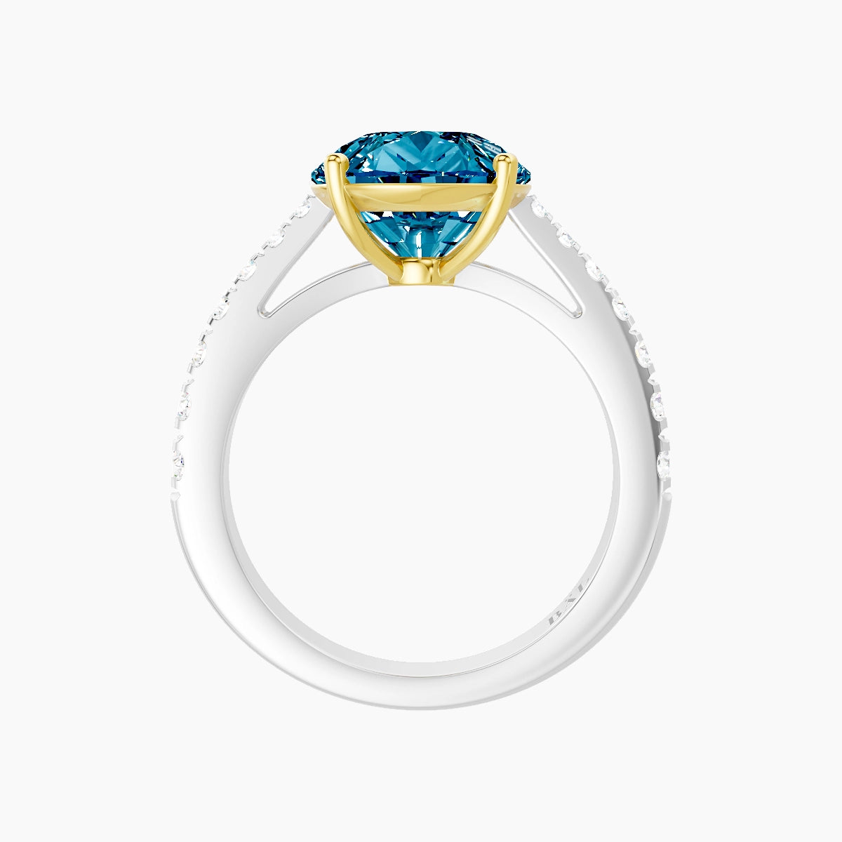 Reverse Shank | 18k White & Yellow Gold 5 ct Pear Blue Lab Diamond Ring