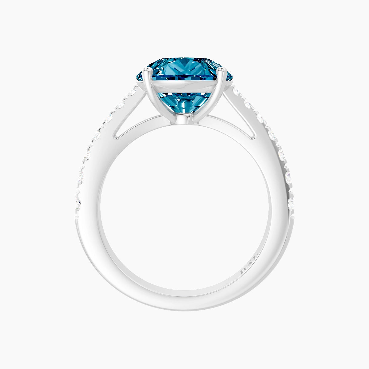Reverse Shank | 18k White Gold 5 ct Pear Blue Lab Diamond Ring