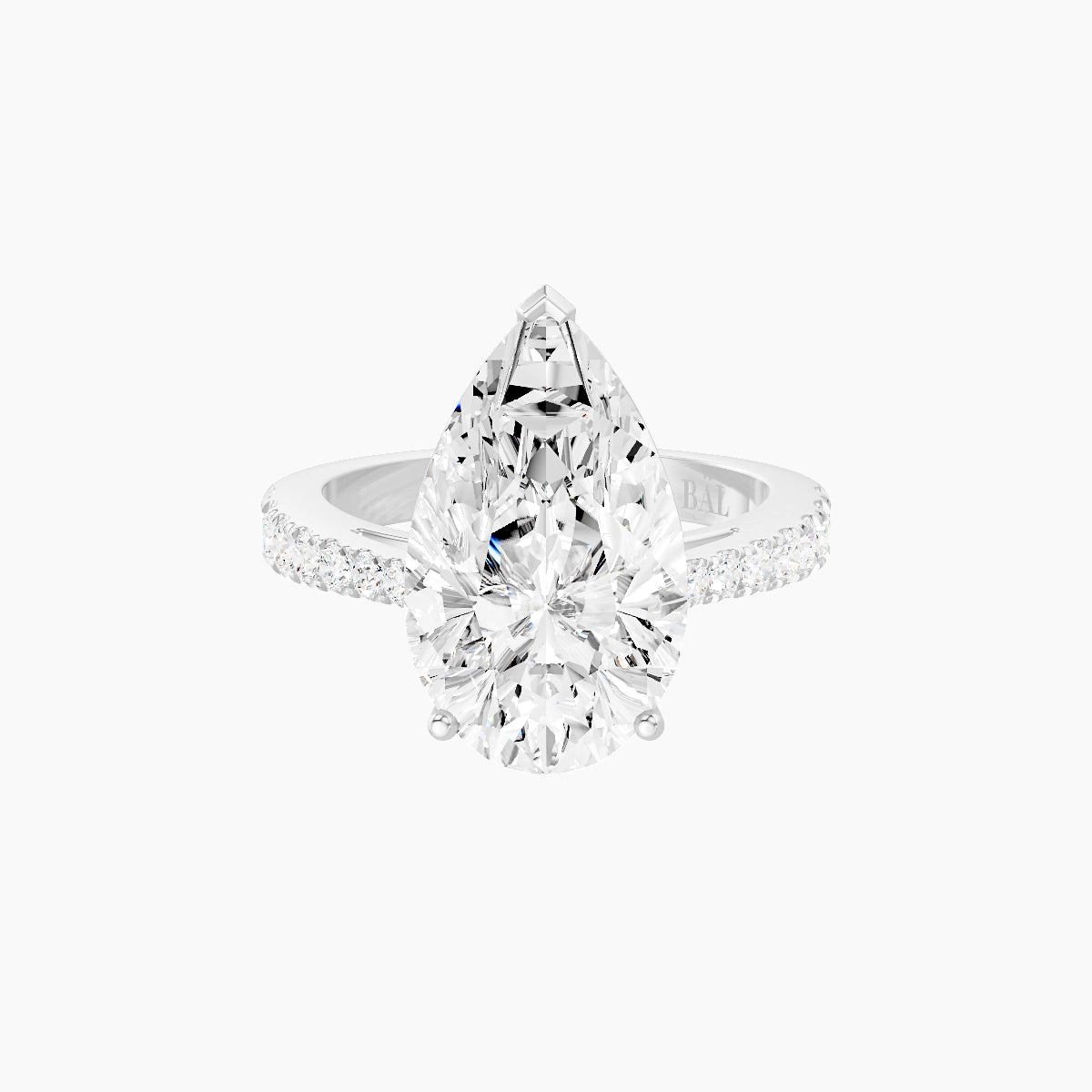 Reverse Shank | 18k White Gold 5 ct Pear White Lab Diamond Ring