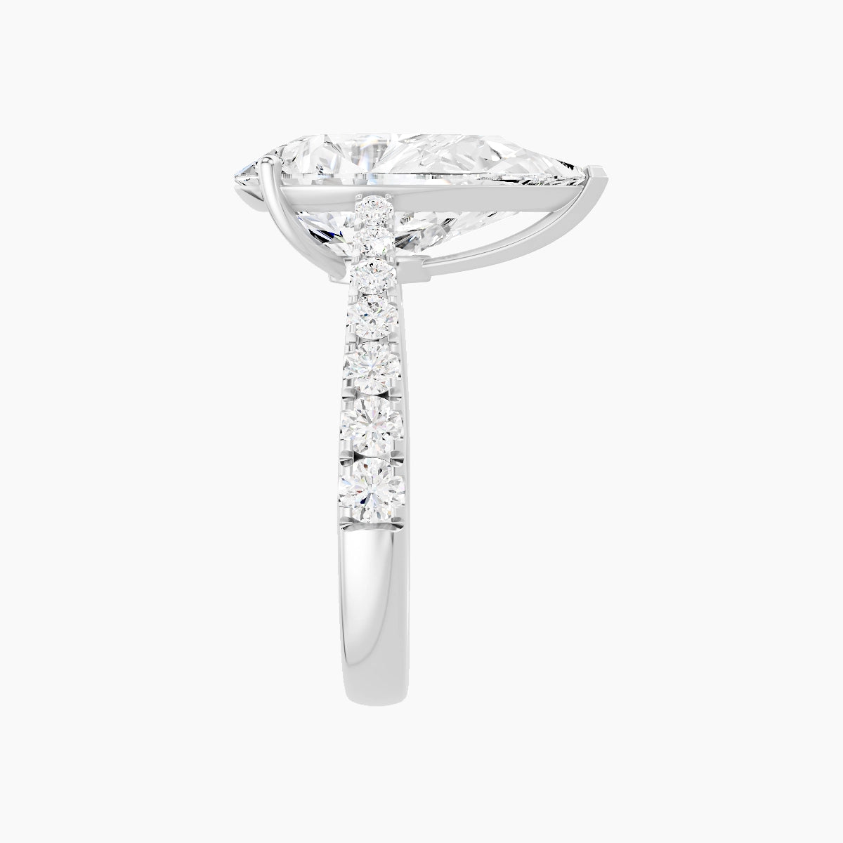 Reverse Shank | 18k White Gold 5 ct Pear White Lab Diamond Ring