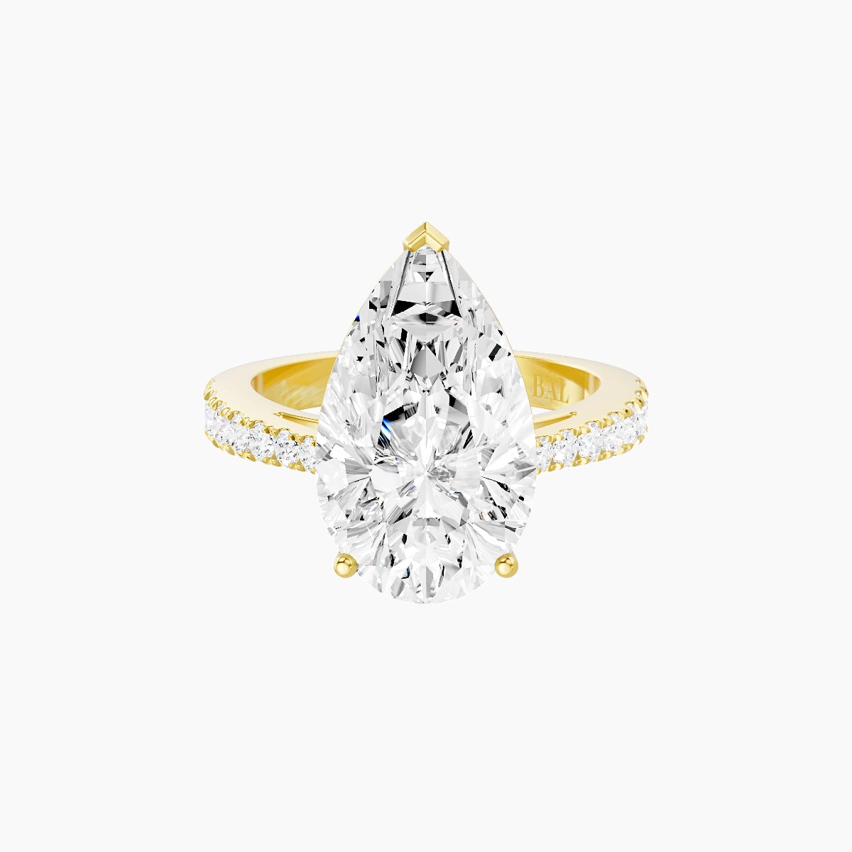 Reverse Shank | 18k Yellow Gold 5 ct Pear White Lab Diamond Ring