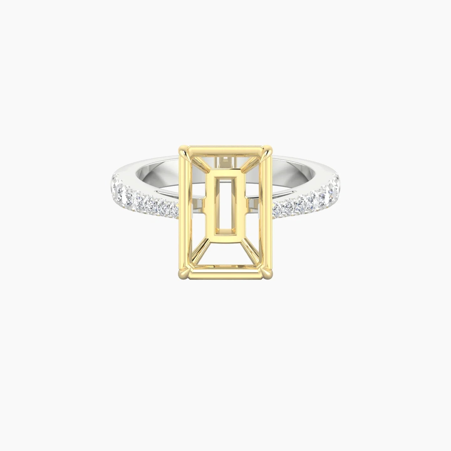 Reverse Shank | 18k White & Yellow Gold 5-7.99 ct Radiant Cut Ring Setting