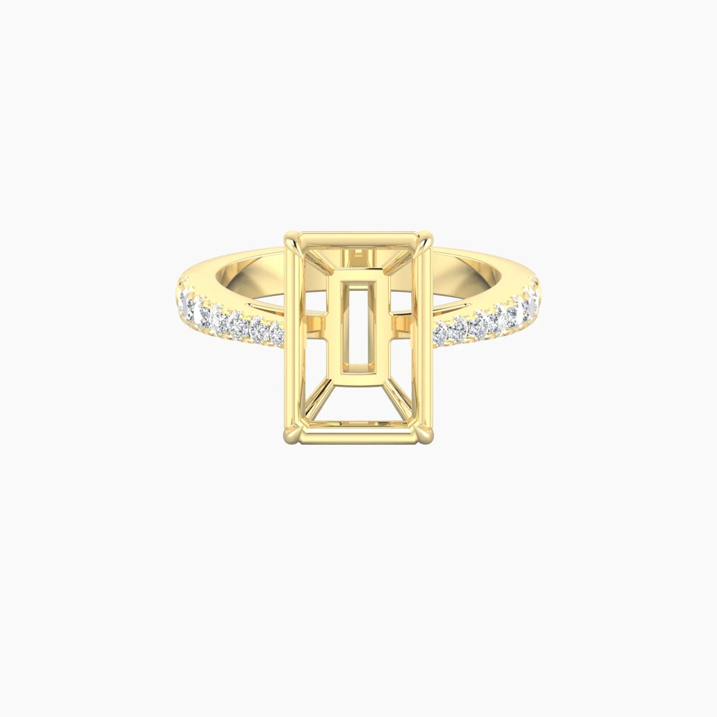 Reverse Shank | 18k Yellow Gold 5-7.99 ct Radiant Cut Ring Setting