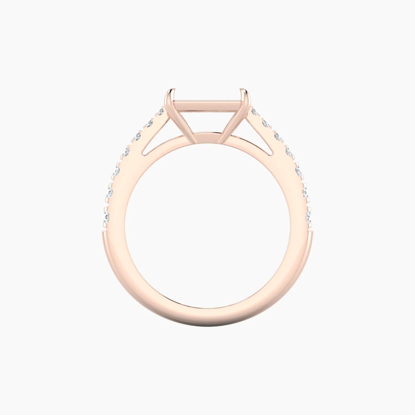 Reverse Shank | 18k Rose Gold 5-7.99 ct Radiant Cut Ring Setting