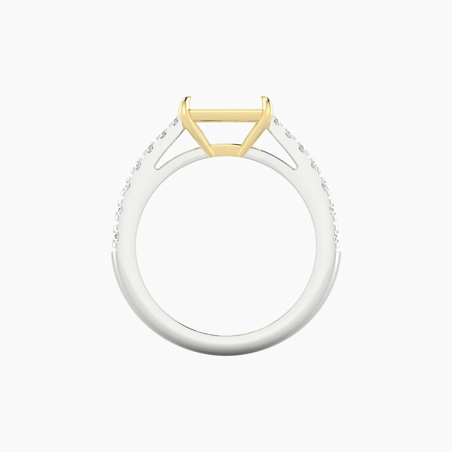 Reverse Shank | 18k White & Yellow Gold 5-7.99 ct Radiant Cut Ring Setting