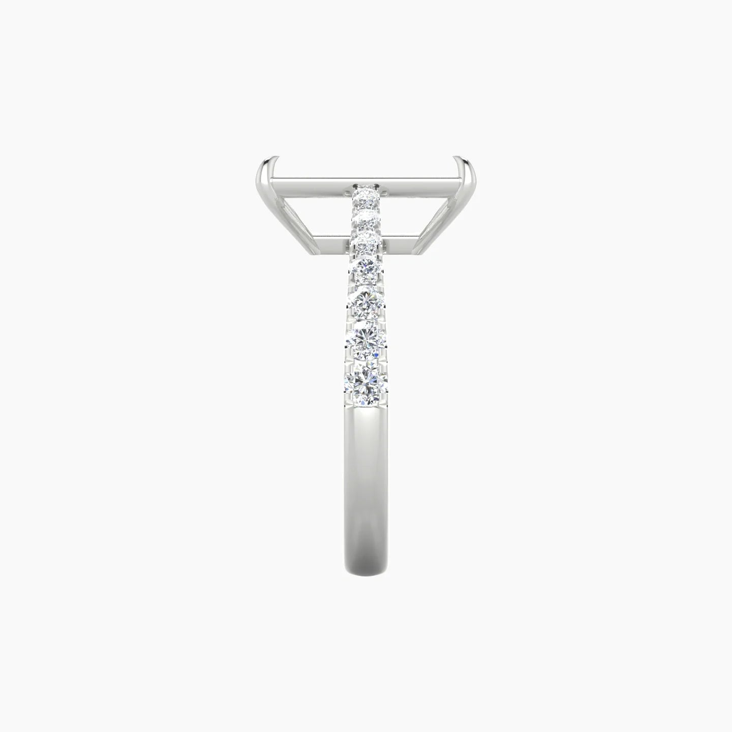 Reverse Shank | 18k White Gold 5-7.99 ct Radiant Cut Ring Setting