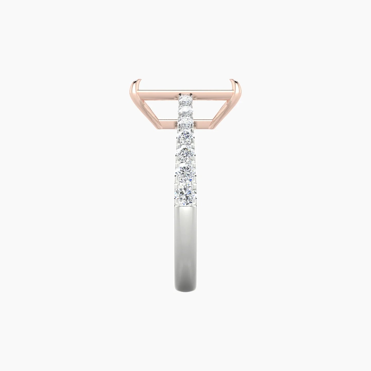 Reverse Shank | 18k White & Rose Gold 5-7.99 ct Radiant Cut Ring Setting