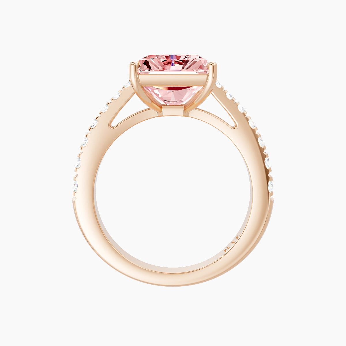 Reverse Shank | 18k Rose Gold 5 ct Radiant Pink Lab Diamond Ring