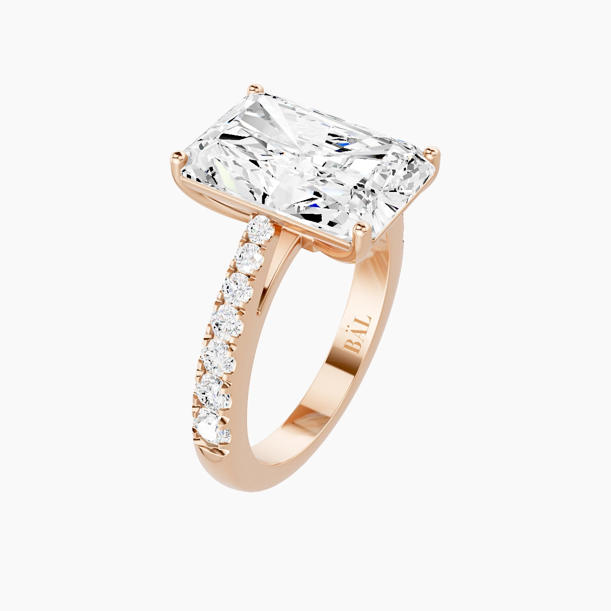 Reverse Shank | 18k Rose Gold 5 ct Radiant White Lab Diamond Ring