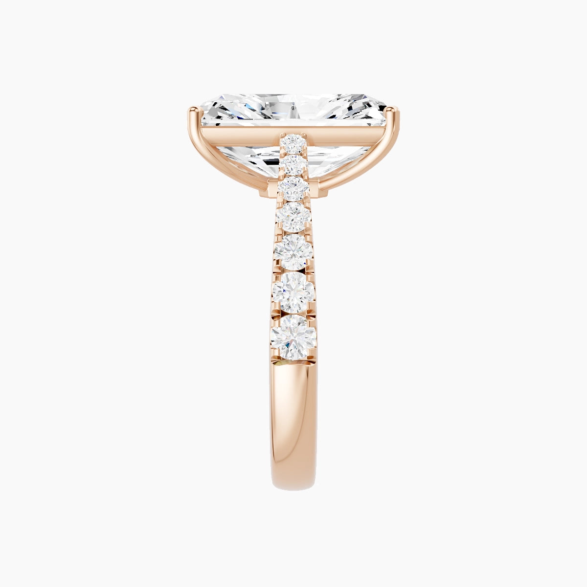 Reverse Shank | 18k Rose Gold 5 ct Radiant White Lab Diamond Ring
