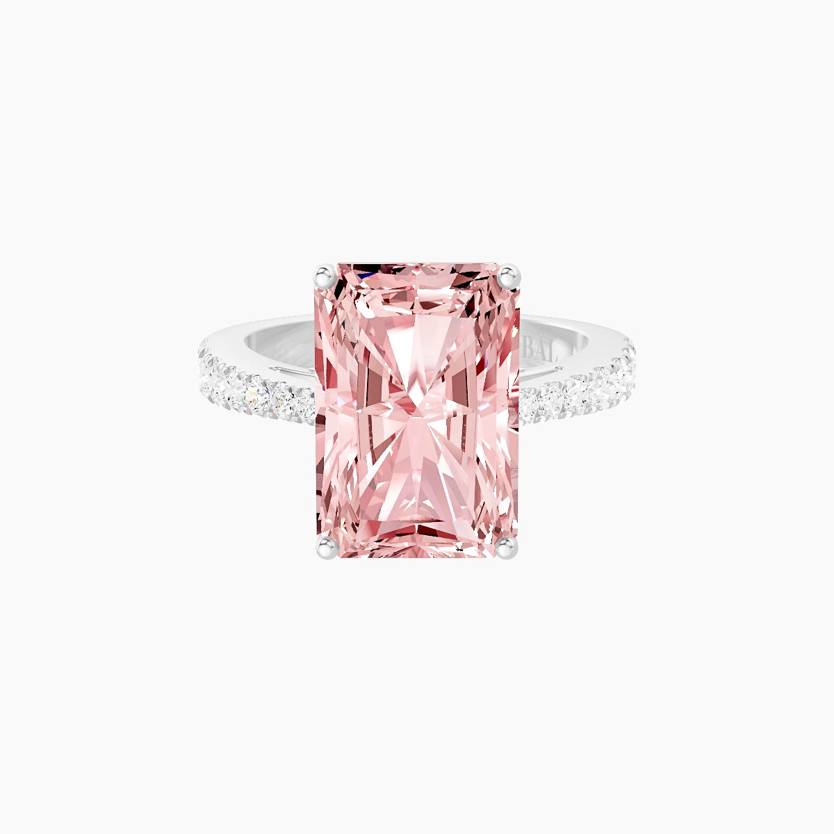 Reverse Shank | 18k White Gold 5 ct Radiant Pink Lab Diamond Ring