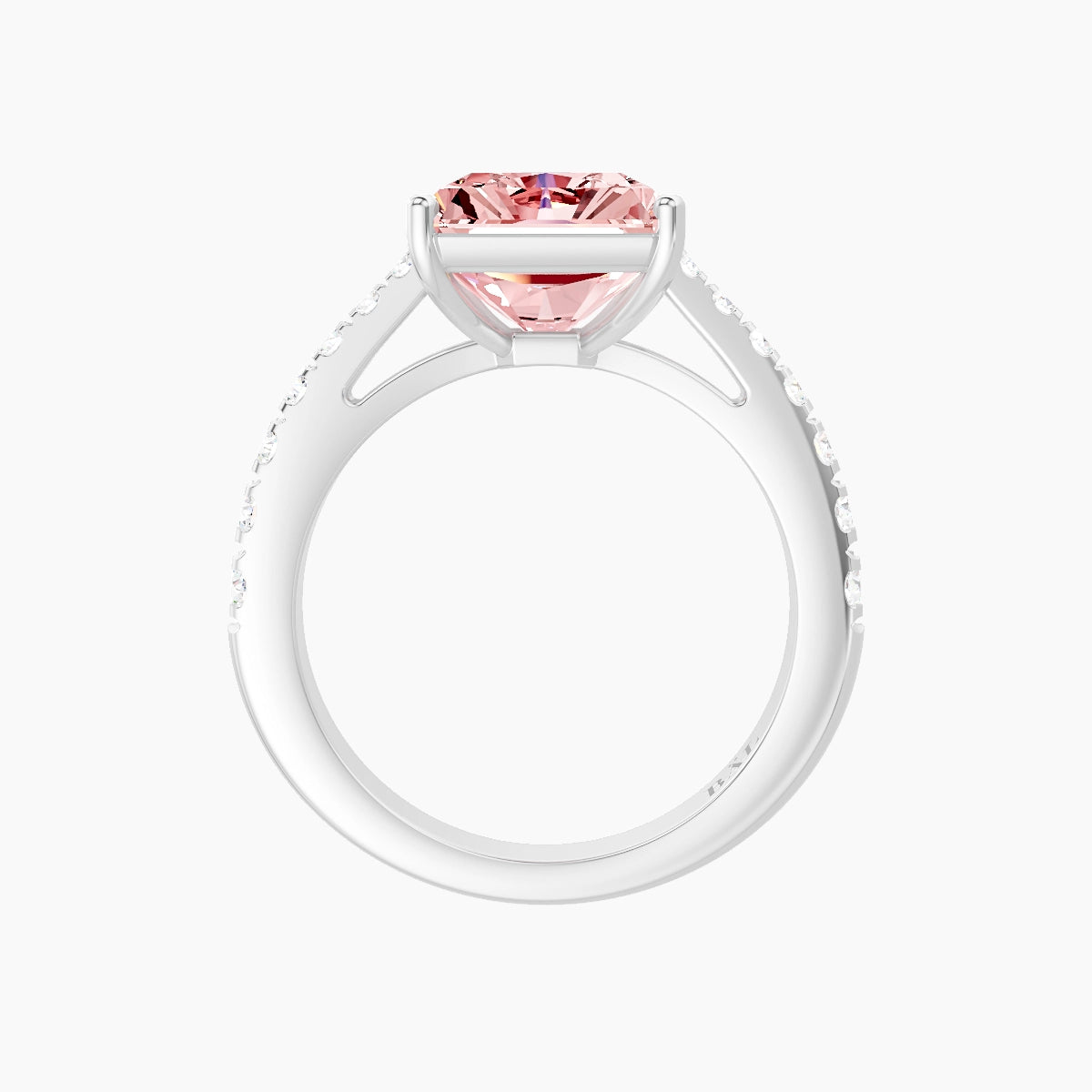 Reverse Shank | 18k White Gold 5 ct Radiant Pink Lab Diamond Ring
