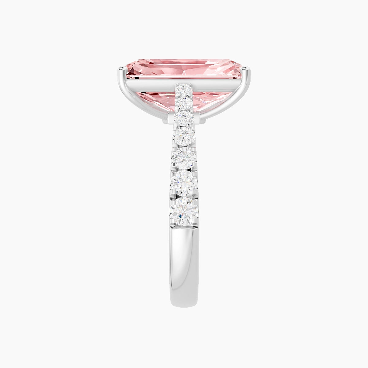 Reverse Shank | 18k White Gold 5 ct Radiant Pink Lab Diamond Ring