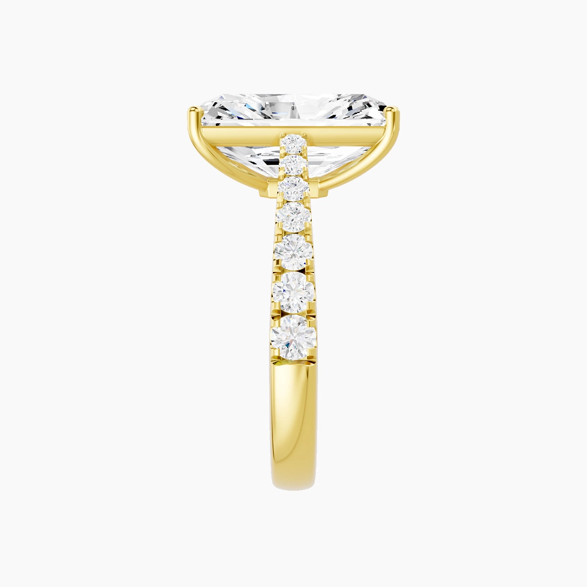Reverse Shank | 18k Yellow Gold 5 ct Radiant White Lab Diamond Ring