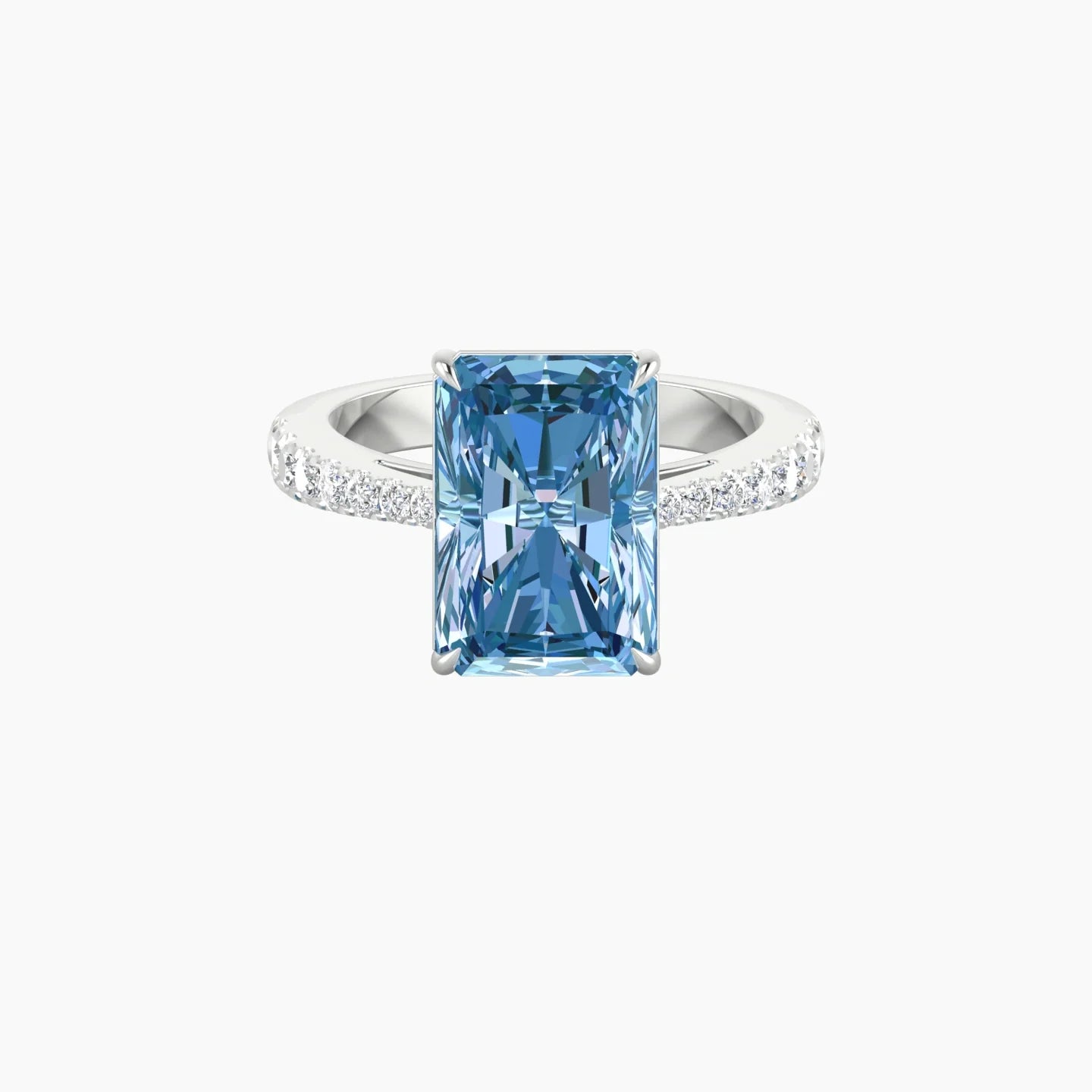 Reverse Shank | 18k White Gold 5 ct Radiant Cut Ring