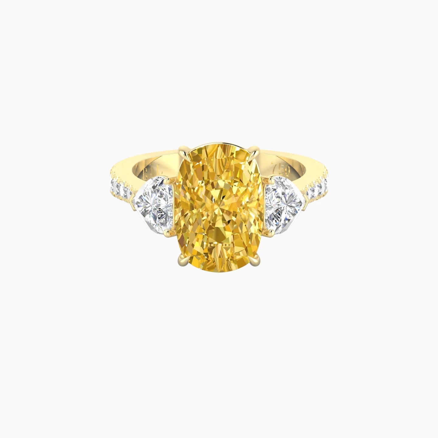 Simple Heart Trilogy with Reverse Shank | 18k Yellow Gold 5 ct Cushion Cut Ring