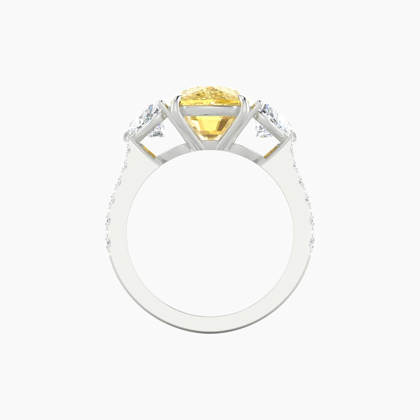 Simple Heart Trilogy with Reverse Shank | 18k White Gold 5 ct Cushion Cut Ring
