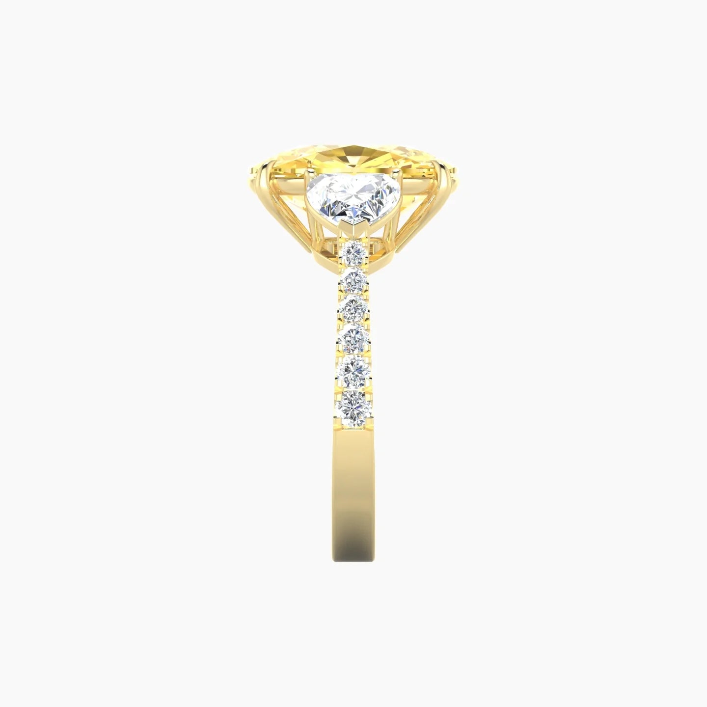 Simple Heart Trilogy with Reverse Shank | 18k Yellow Gold 5 ct Cushion Cut Ring