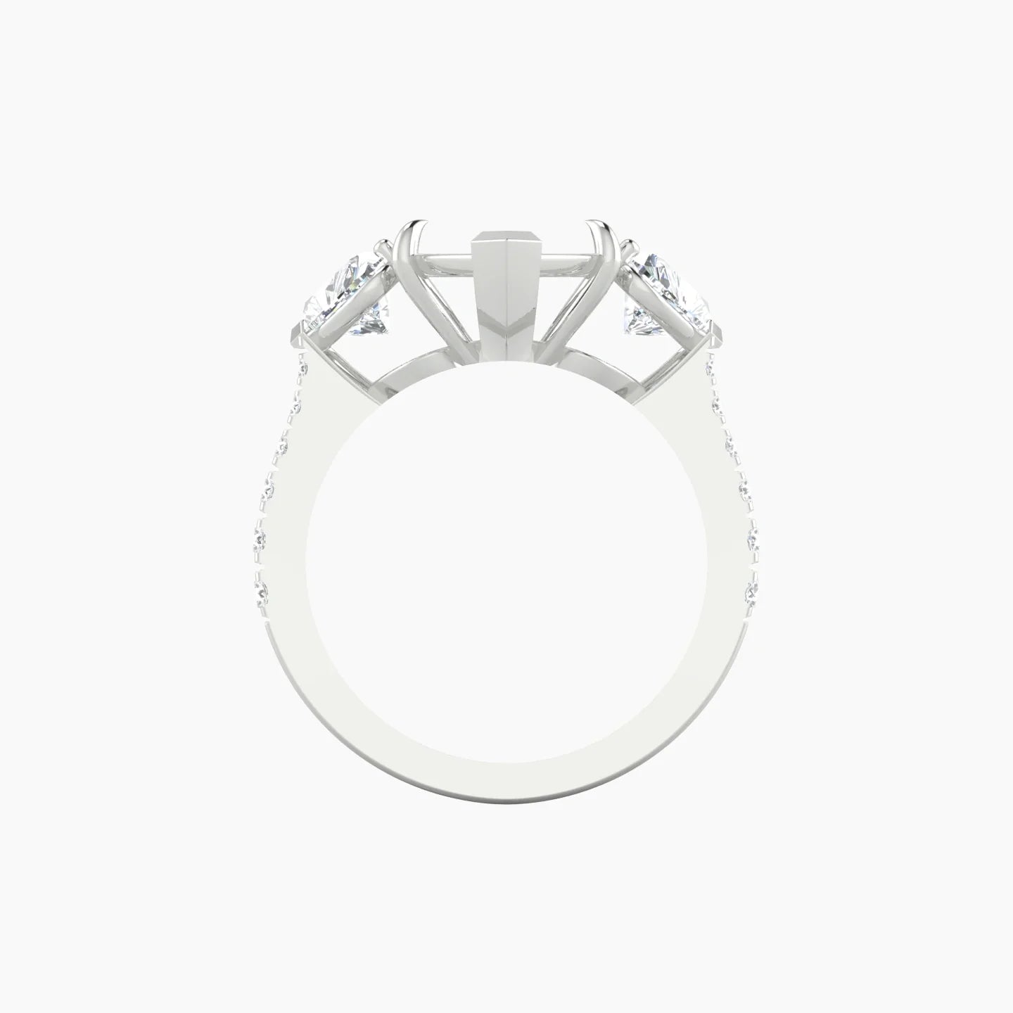 Simple Heart Trilogy with Reverse Shank | 18k White Gold 5-7.99 ct Marquise Cut Ring Setting
