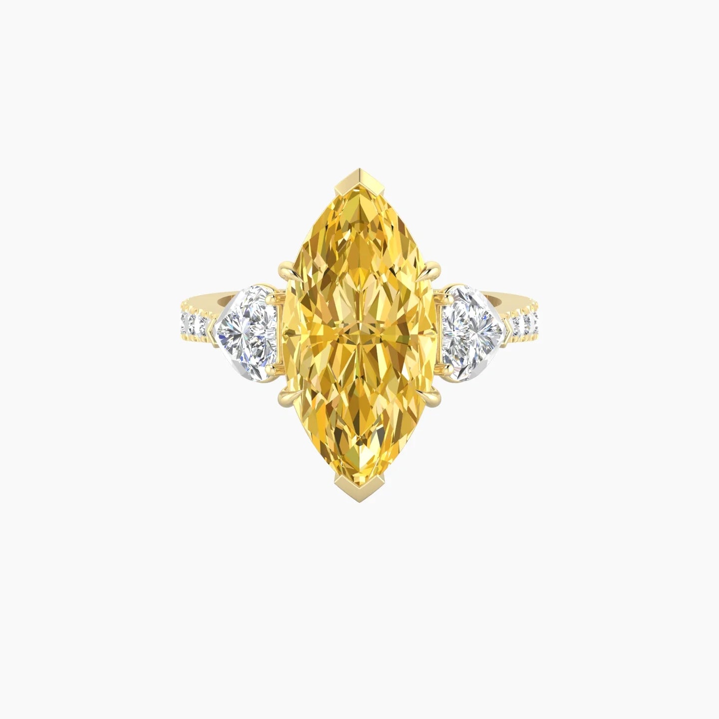 Simple Heart Trilogy with Reverse Shank | 18k Yellow Gold 5 ct Marquise Cut Ring