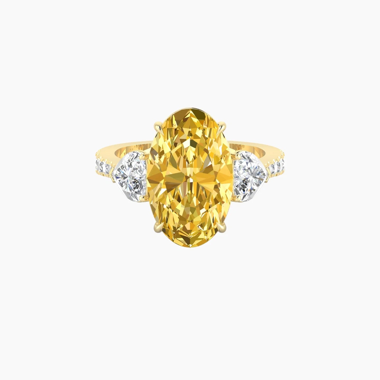 Simple Heart Trilogy with Reverse Shank | 18k Yellow Gold 5 ct Oval Cut Ring