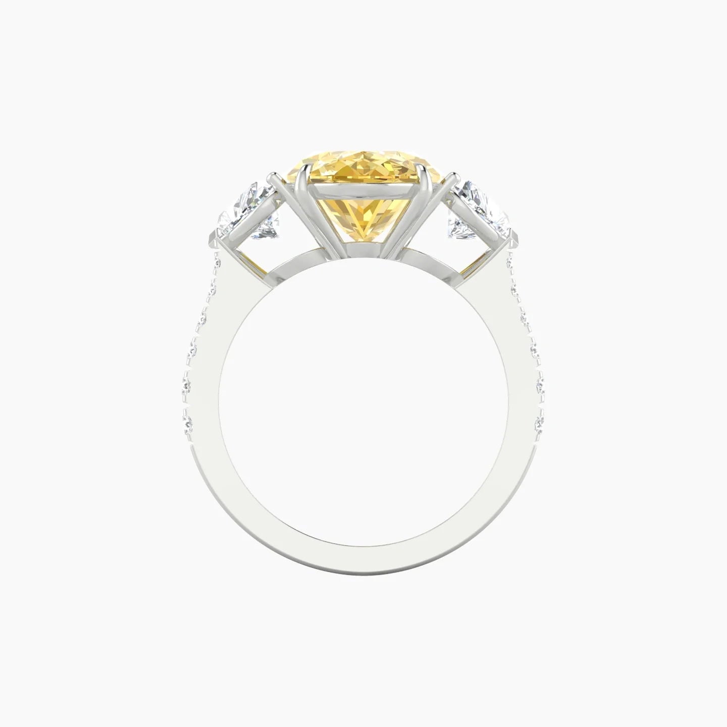 Simple Heart Trilogy with Reverse Shank | 18k White Gold 5 ct Oval Cut Ring