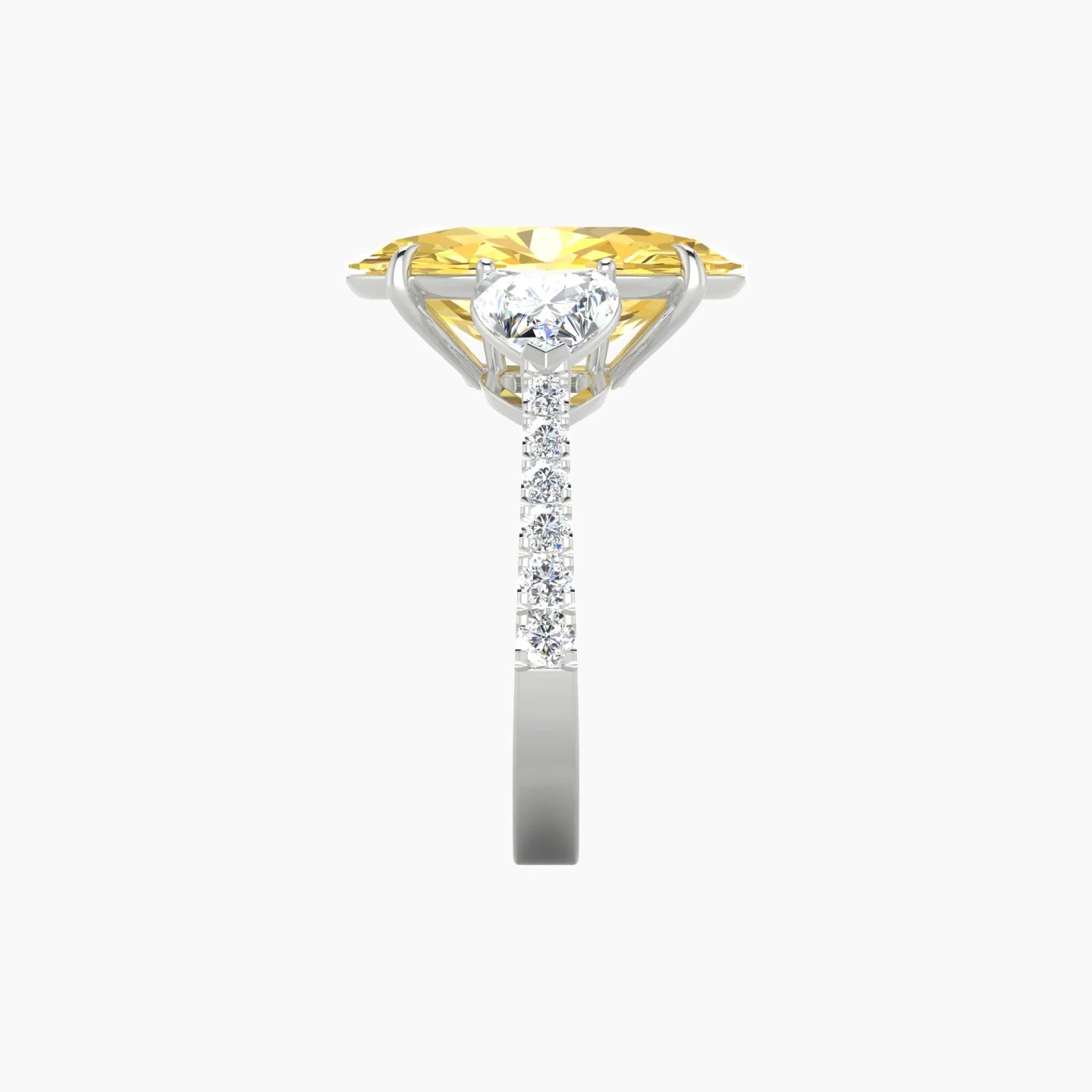 Simple Heart Trilogy with Reverse Shank | 18k White Gold 5 ct Oval Cut Ring